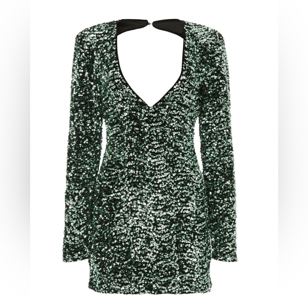 REVOLVE Bardot Sz M Green Sequin Mini Dress - Picture 5 of 12